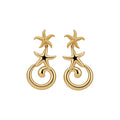 Copper Starfish Seashell Texture Stud Earrings For Women Minimalist Ocean Style Jewelry view 5