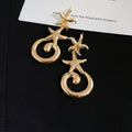 Copper Starfish Seashell Texture Stud Earrings For Women Minimalist Ocean Style Jewelry view 4