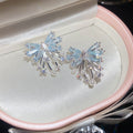 Sparkling Zircon Bow Stud Earrings For Women Light Luxury Copper Sweet Fairy Style Jewelry view 3