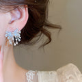 Sparkling Zircon Bow Stud Earrings For Women Light Luxury Copper Sweet Fairy Style Jewelry view 4