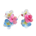 Colorful Fabric Orchid Flower Hoop Earrings For Women Vacation Style Statement Jewelry view 5