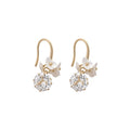 Light Luxury Copper Pearl Flower Knot Tassel Drop Earrings With Ear Hook Design view 5