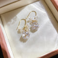 Light Luxury Copper Pearl Flower Knot Tassel Drop Earrings With Ear Hook Design view 4