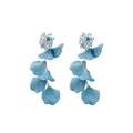 Blue Floral Acrylic Petal Tassel Drop Earrings With Silver Needle Vacation Style For Women view 5