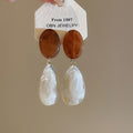 Minimalist French Resin Oval Teardrop Drop Earrings With Silver Post For Women view 4