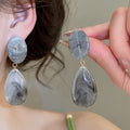 Minimalist French Resin Oval Teardrop Drop Earrings With Silver Post For Women view 3