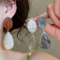 Minimalist French Resin Oval Teardrop Drop Earrings With Silver Post For Women view 1