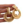 Vintage Ethnic Style Frosted Resin Rattan Bead Round Pendant Drop Earrings With Silver Posts view 5