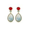 Vintage Resin Round Teardrop Pendant Drop Earrings With Silver Posts For Women view 5