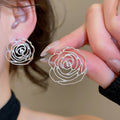 Copper Flower Hollow Stud Earrings With Sweet Light Luxury Statement Floral Design view 1