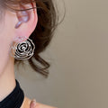 Copper Flower Hollow Stud Earrings With Sweet Light Luxury Statement Floral Design view 3