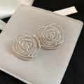 Copper Flower Hollow Stud Earrings With Sweet Light Luxury Statement Floral Design view 4