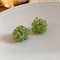 Green Glass Crystal Flower Fairy Forest Style Silver Needle Drop Earrings For Women view 4