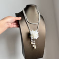 Light Luxury Faux Pearl Rose Flower Necklace French Elegant Clavicle Chain For Women view 2