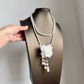 Light Luxury Faux Pearl Rose Flower Necklace French Elegant Clavicle Chain For Women view 4