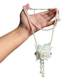 Light Luxury Faux Pearl Rose Flower Necklace French Elegant Clavicle Chain For Women view 5