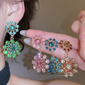 Alloy Rhinestone Round Hollow Pendant Necklace And Earrings Jewelry Set For Women view 2