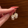 Light Luxury Korean Zircon Flower Faux Pearl Hook Earrings For Women view 3