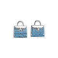 Luxury Copper Full Zircon Handbag Stud Earrings, Geometric Quadrilateral Fashion Jewelry view 5