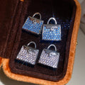 Luxury Copper Full Zircon Handbag Stud Earrings, Geometric Quadrilateral Fashion Jewelry view 1