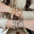 European Style Bamboo Texture Wide Open Metal Bangle For Women Light Luxury Statement Jewelry view 1
