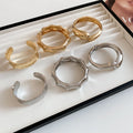 European Style Bamboo Texture Wide Open Metal Bangle For Women Light Luxury Statement Jewelry view 4