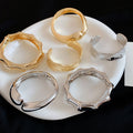 European Style Bamboo Texture Wide Open Metal Bangle For Women Light Luxury Statement Jewelry view 2