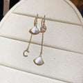 Light Luxury Cat Eye Stone Flower Tassel Drop Earrings For Elegant OL Fashion Style view 3