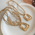 Sweet Cool Layered Faux Pearl Geometric Rectangle Choker Necklace For Women view 2