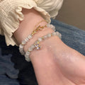 Korean Style Cat Eye Stone Rhinestone Ball Adjustable Alloy Beaded Bracelet For Fashion OL Jewelry view 3
