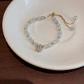 Korean Style Cat Eye Stone Rhinestone Ball Adjustable Alloy Beaded Bracelet For Fashion OL Jewelry view 2