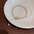 Korean Style Cat Eye Stone Rhinestone Ball Adjustable Alloy Beaded Bracelet For Fashion OL Jewelry view 4