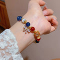Zircon Bowknot Cat Eye Glass Bead Adjustable Beaded Bracelet For Women view 2