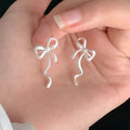 Alloy Bow Clip-on Earrings For Women, Minimalist Sweet OL Fashion Designer Ear Jewelry view 2