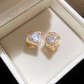 Copper Zircon Heart Huggie Earrings Ultra Sparkly Petite Fashion Light Luxury Design view 2