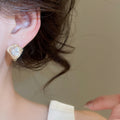 Copper Zircon Heart Huggie Earrings Ultra Sparkly Petite Fashion Light Luxury Design view 3