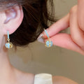 Copper Zircon Geometric Square Pendant Drop Earrings In French Vintage Style view 4