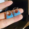 Copper Zircon Geometric Square Pendant Drop Earrings In French Vintage Style view 3