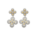 Luxury Floral Zircon Copper Drop Earrings With Silver Posts Elegant Court Style Jewelry view 5