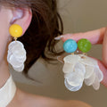 2026 New Dopamine Shell Geometric Round Clip-on Earrings For Women Sweet Summer Resort OL Style view 2