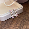Korean Sweet Cool Pink Heart Copper Stud Earrings, Candy Round Geometric Light Luxury Style view 3