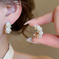 French Vintage Flower Faux Pearl Tassel Drop Earrings Geometric OL Style Sweet Statement Jewelry view 4