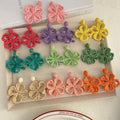 Handwoven Raffia Flower Tassel Stud Earrings For Women, Summer Vacation Dopamine Style Jewelry view 2