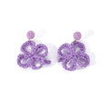 Handwoven Raffia Flower Tassel Stud Earrings For Women, Summer Vacation Dopamine Style Jewelry view 5