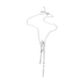 French Old Money Faux Pearl Tassel Necklace With Sparkling Rhinestone Geometric Pendant view 5
