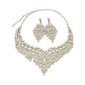2026 New Alloy Rhinestone Leaf Necklace Earrings Jewelry Set Old Money Court Party Style view 5