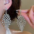 2026 New Alloy Rhinestone Leaf Necklace Earrings Jewelry Set Old Money Court Party Style view 4