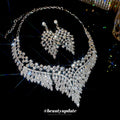 2026 New Alloy Rhinestone Leaf Necklace Earrings Jewelry Set Old Money Court Party Style view 1