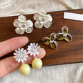 French Vintage Copper Flower Stud Earrings For Women, Elegant Spring Summer Chic Jewelry view 3