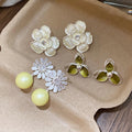 French Vintage Copper Flower Stud Earrings For Women, Elegant Spring Summer Chic Jewelry view 1